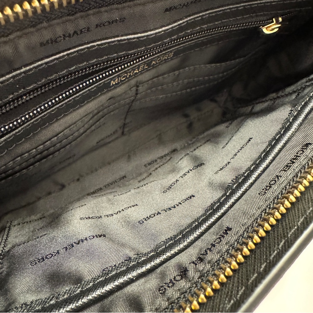 Michael Kors MK Black Crossbody Bag with Gold Accents LIKE NEW - Picture 7 of 15